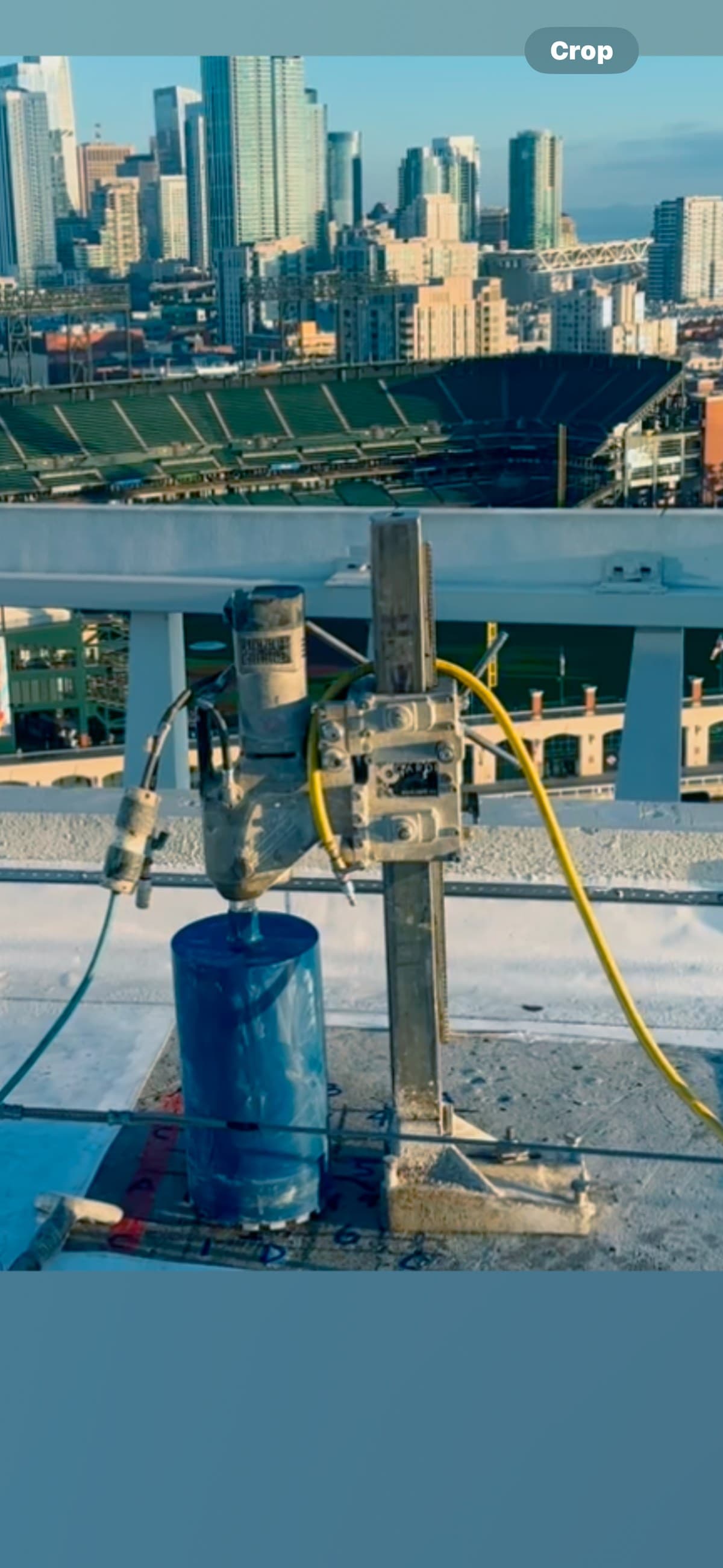 Rooftop core drilling — San Francisco skyline